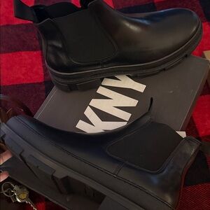 DKNY Black Leather Ankle Boots